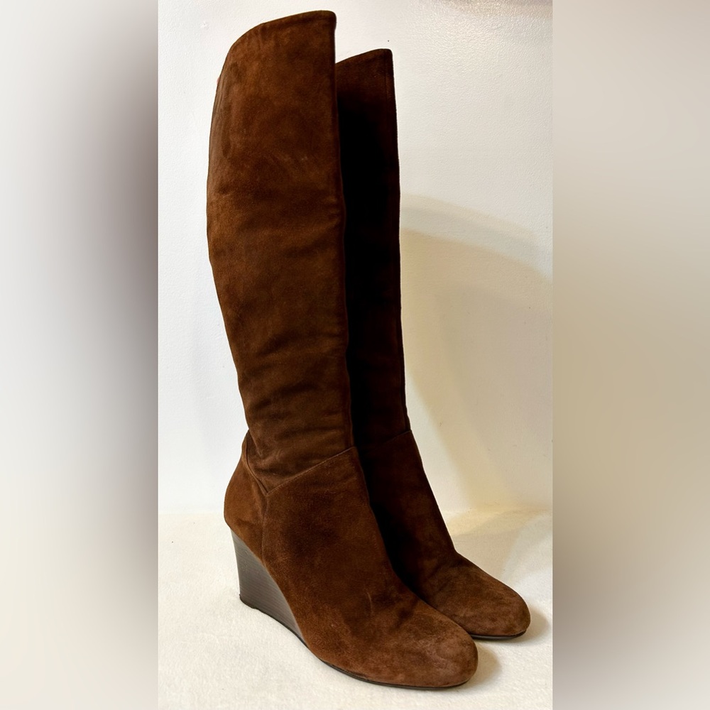Cole Haan Women’s Cora Wedge Chestnut Suede Boot Size 10